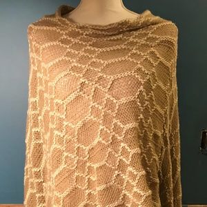 Vintage Beige Cream Shawl Wrap with Fringe